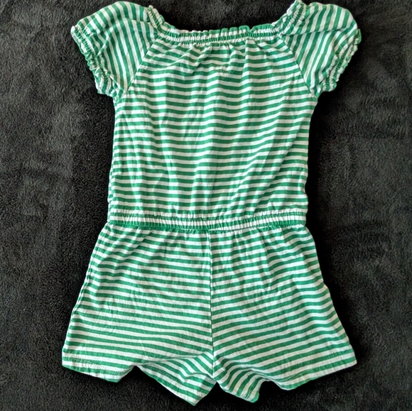 Girls Old Navy Striped Green Romper Cotton Relaxed Fit Ruffle Sleeves Playsuit - Picture 4 of 7